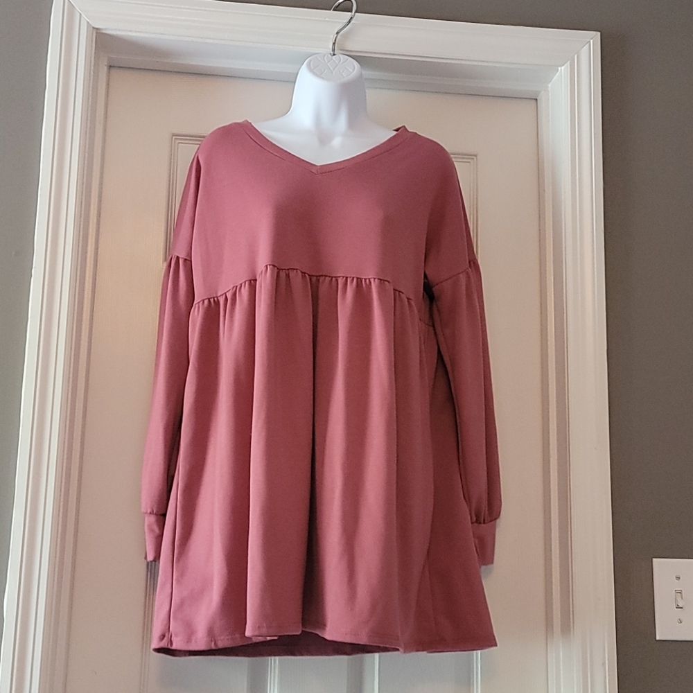 V-neck baby doll mini dress